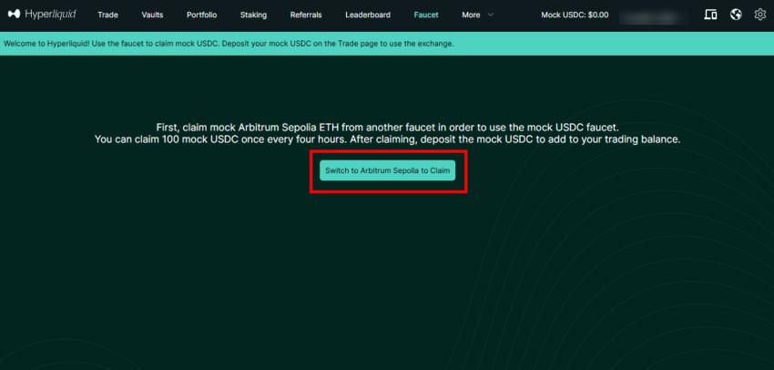 switch network to claim mock USDC