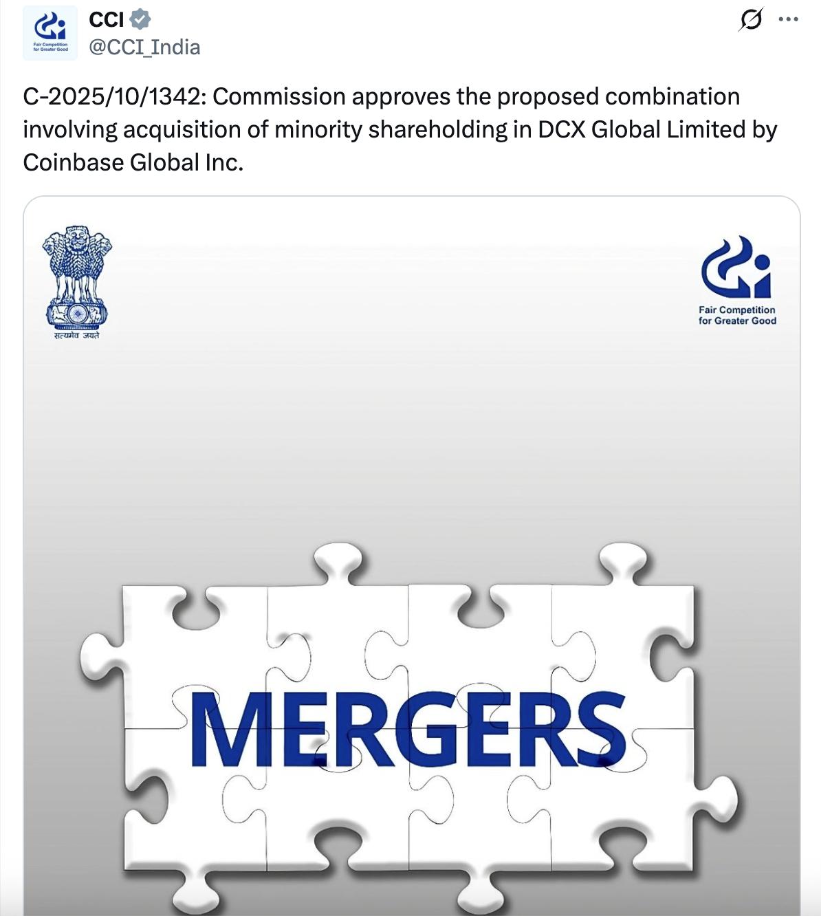 印度批准 Coinbase 收购 CoinDCX 2 交易所的股份。 Screenshot at Dec 18 11 53 44