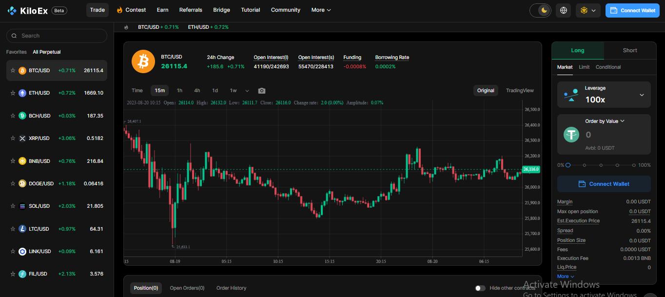 Giao diện của KiloEx