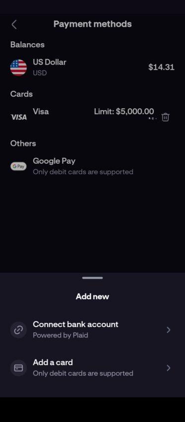 payment methods step 5