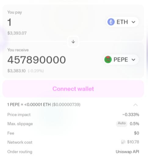 pepe fees on uniswap