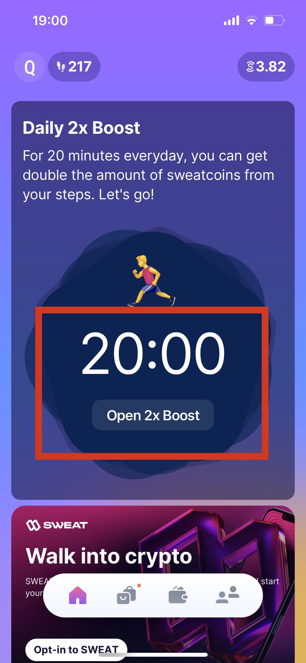 2x Boost mode doubles the reward