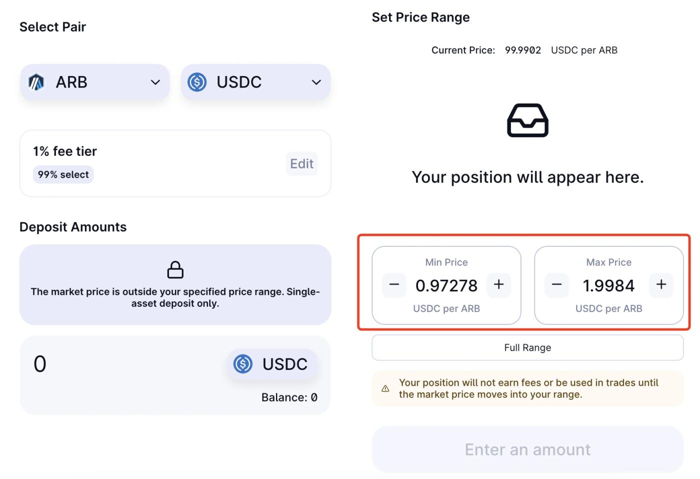 教程:如何在Uniswap V3添加ARB单币LP?