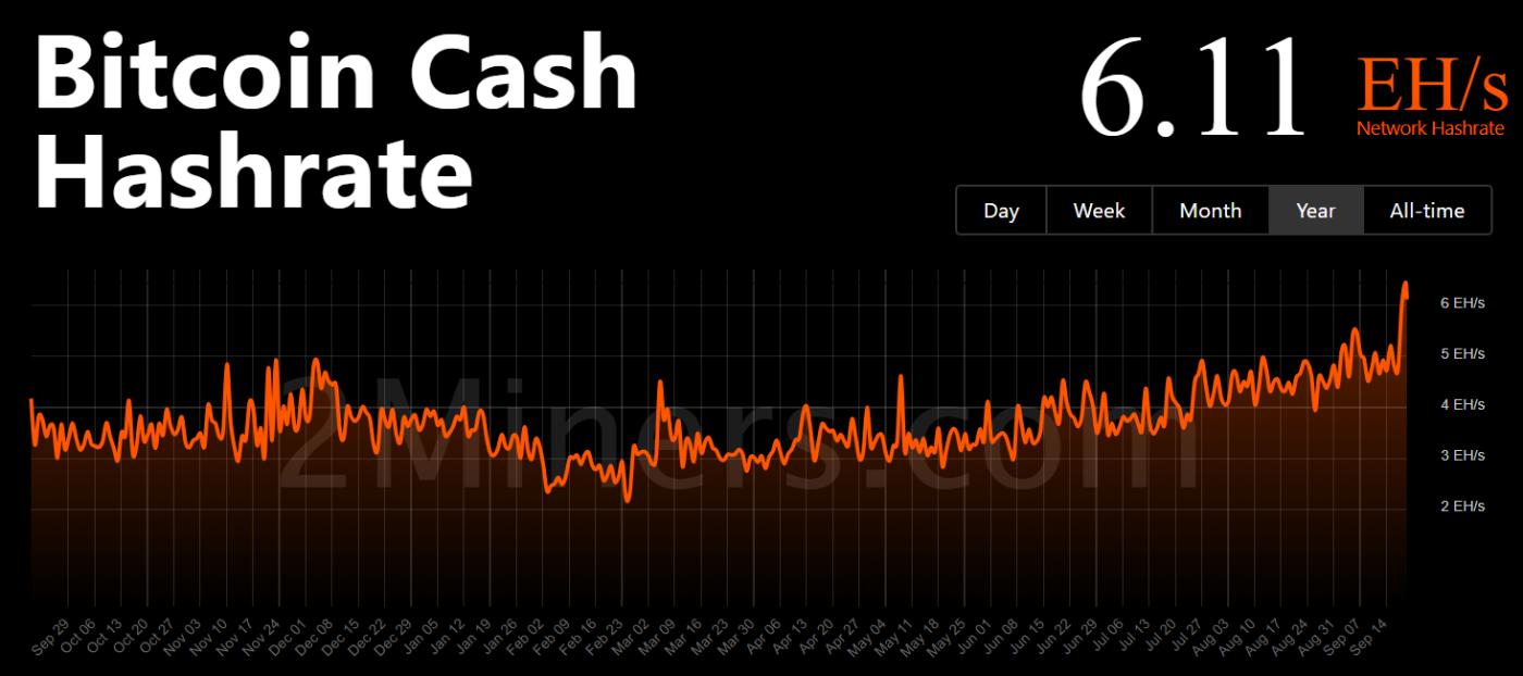 Bitcoin Cash Hasrate. Source: 2miners