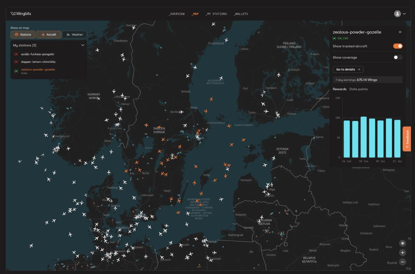 Wingbits flight tracking map image