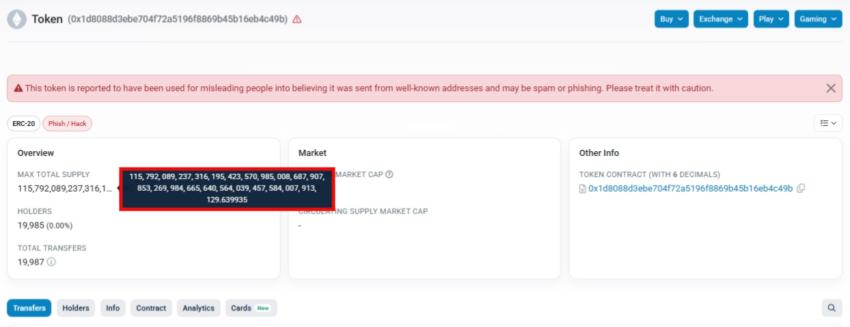 etherscan scam token
