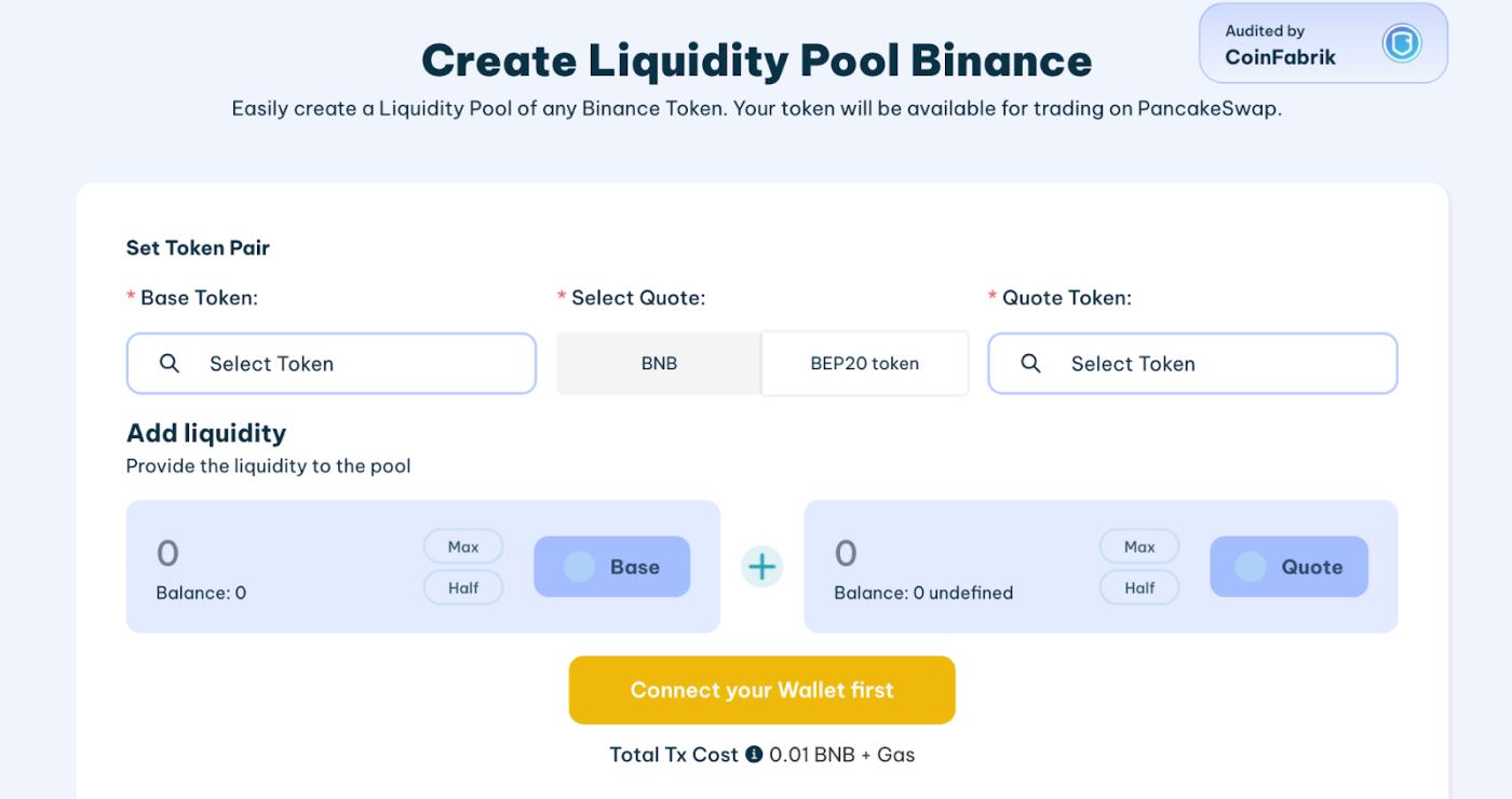 create liquidity pool binance