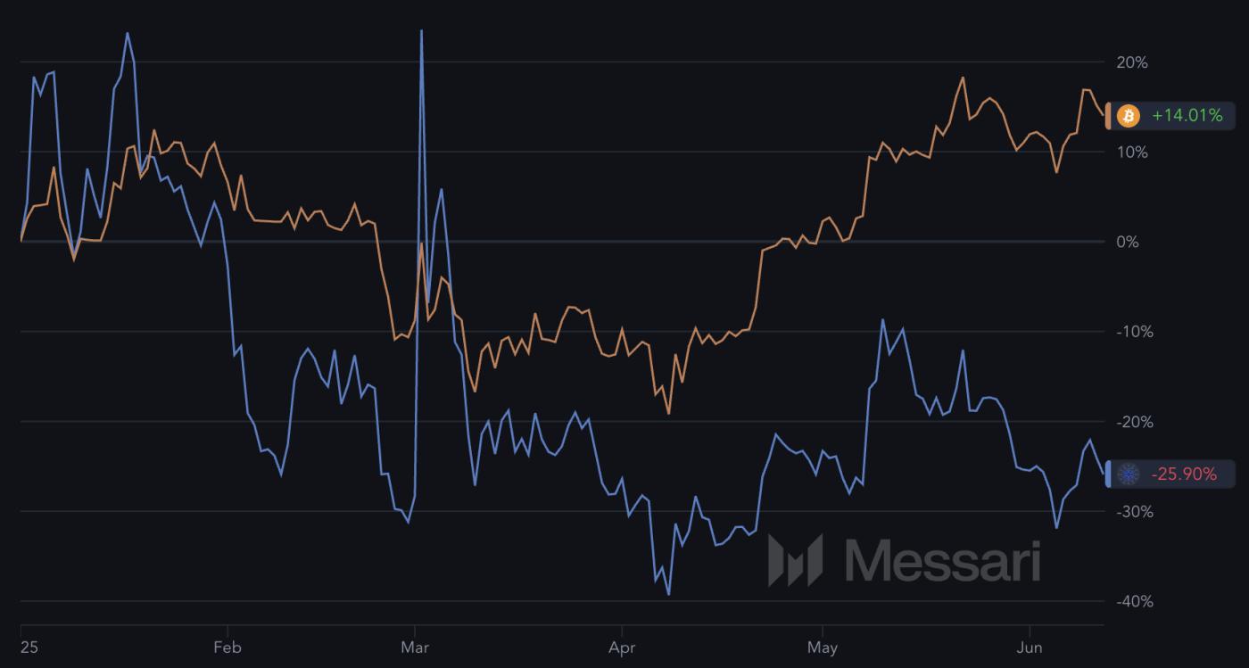 YTD performance of ADA and BTC.
