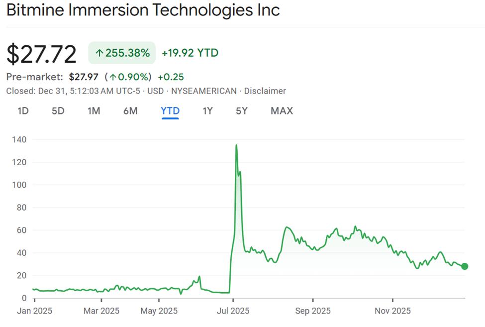 BitMine (BTMNR) 股票年初至今表现