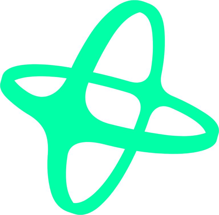 Nansen logo showing a simple, abstract teal shape with four rounded, intersecting loops forming a symmetrical design on a white background.