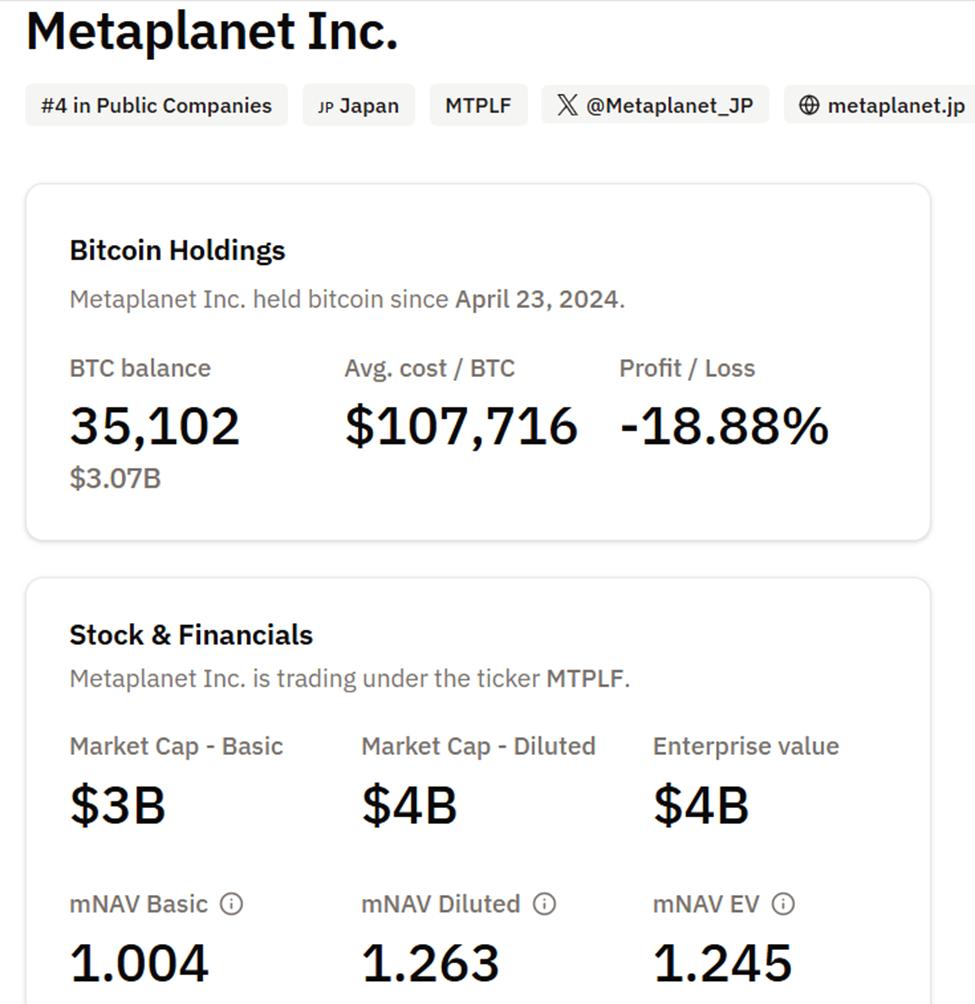 Metaplanet BTC Holdings