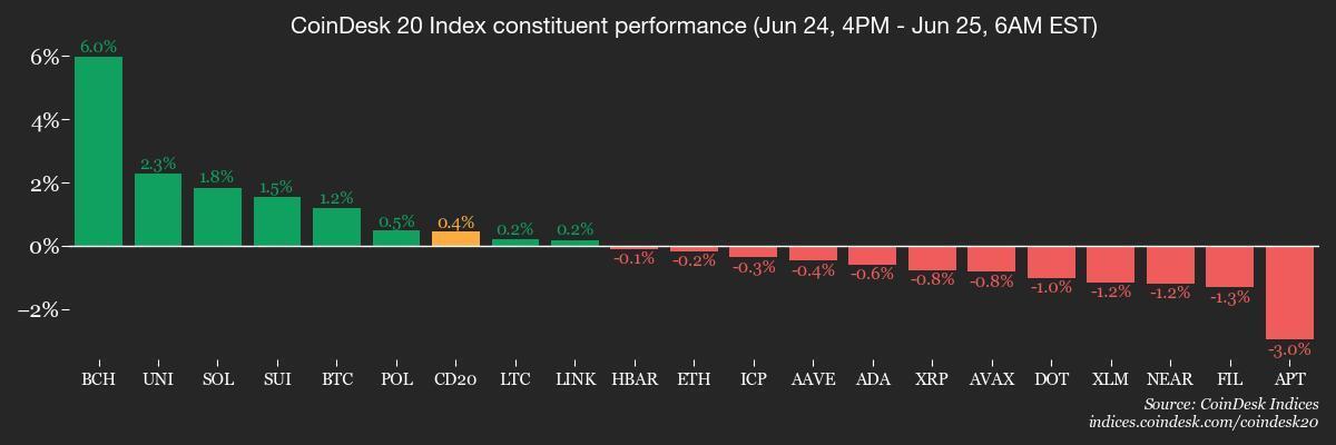 CoinDesk 20 members’ performance