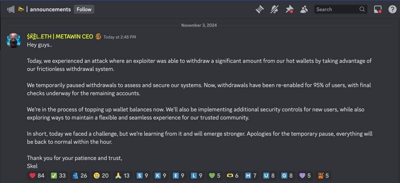 Casino trực tuyến MetaWin bị hack 4 triệu USD — ZackXBT - Tin Tức Bitcoin - Cập Nhật Tin Tức Coin Mới Nhất 24/7 2024 Cybercrime, Cybersecurity, Online Casino, Hacks