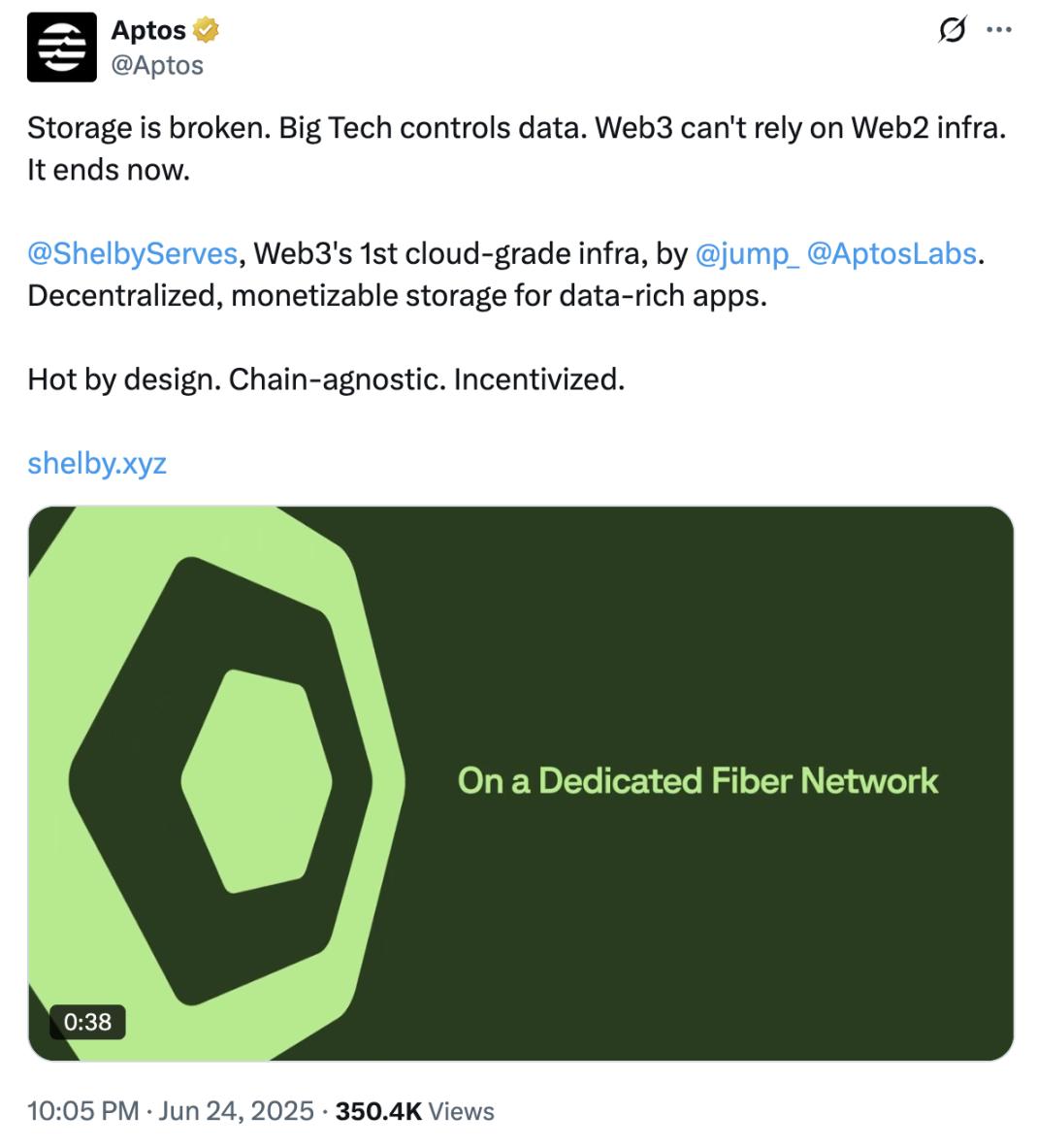 Aptos携手Jump推出热数据协议Shelby，能否逆风翻盘？