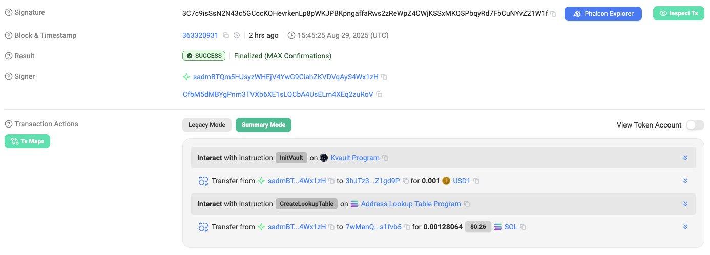 Kamino Finance 上的 USD1 保險庫。