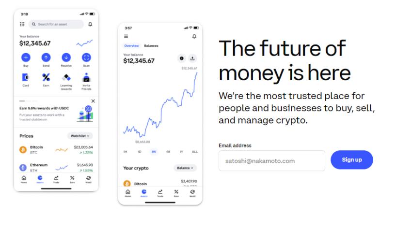 signing up at coinbase