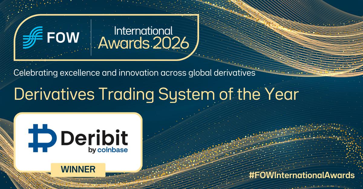 Coinbase의 Deribit - FOW 국제 어워드 2026 수상 배너