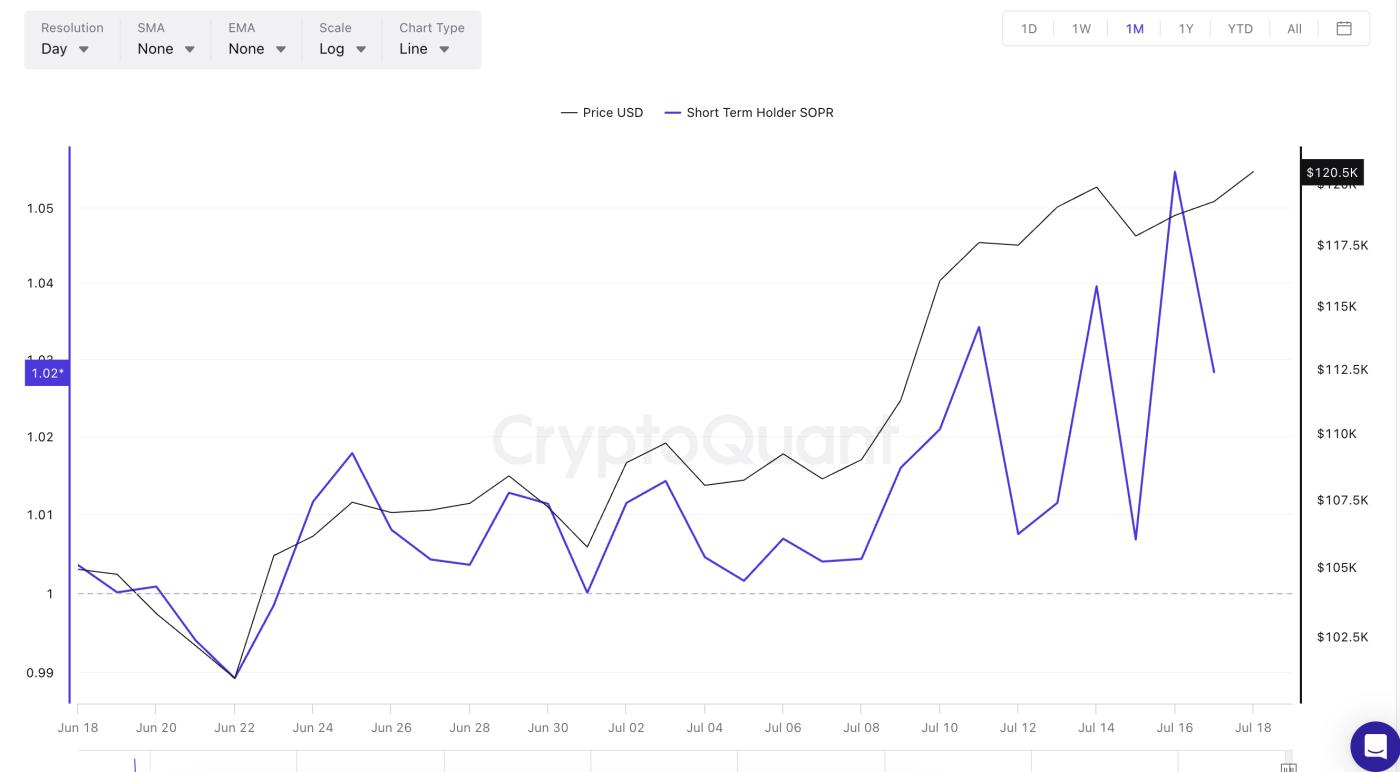 Short-term SOPR shows retail sentiment: