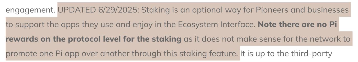 Pi Network Staking Clarification