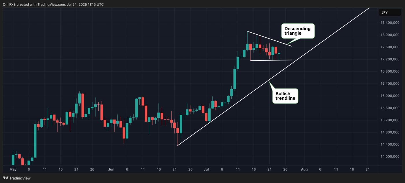 bitFlyer的BTC/日元。(TradingView)