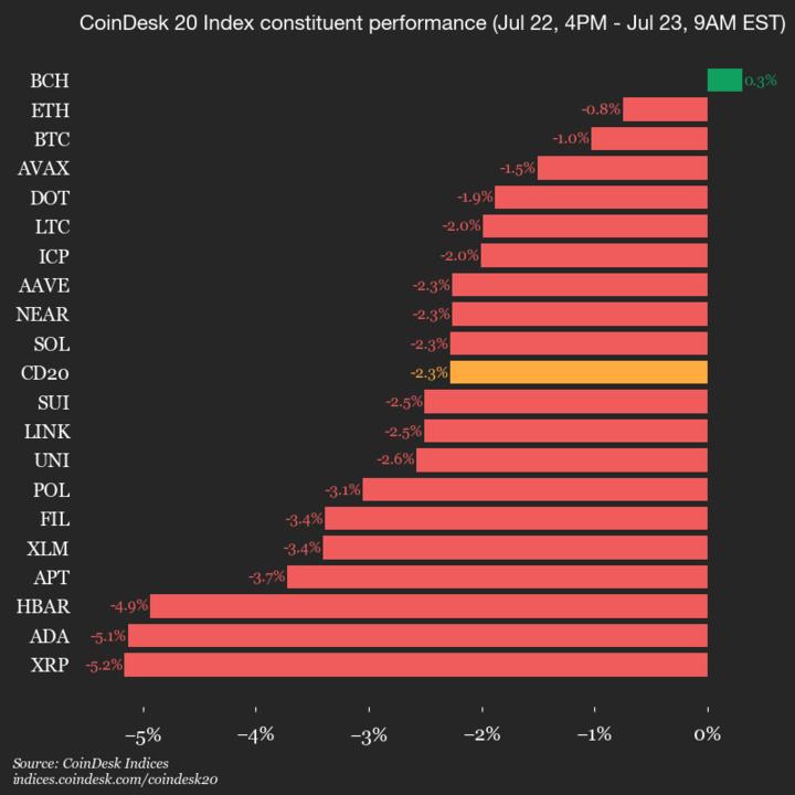 9am CoinDesk 20 Update for 2025-07-23: vertical chart 9am CoinDesk 20 Update for 2025-07-23: vertical