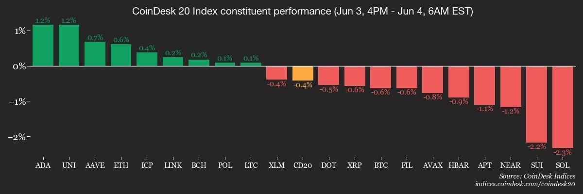 CoinDesk 20 members’ performance