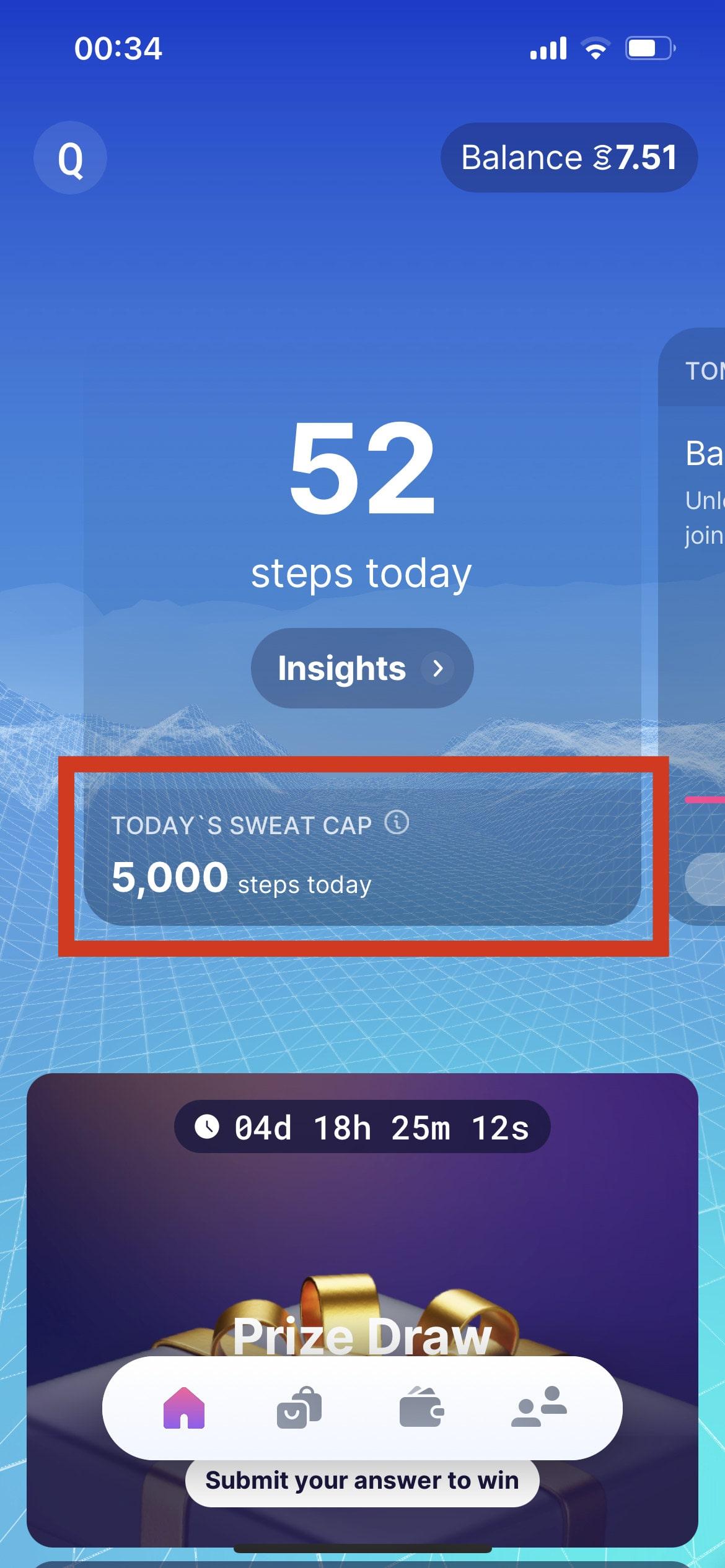 Steps limit converted into SWEAT tokens every day