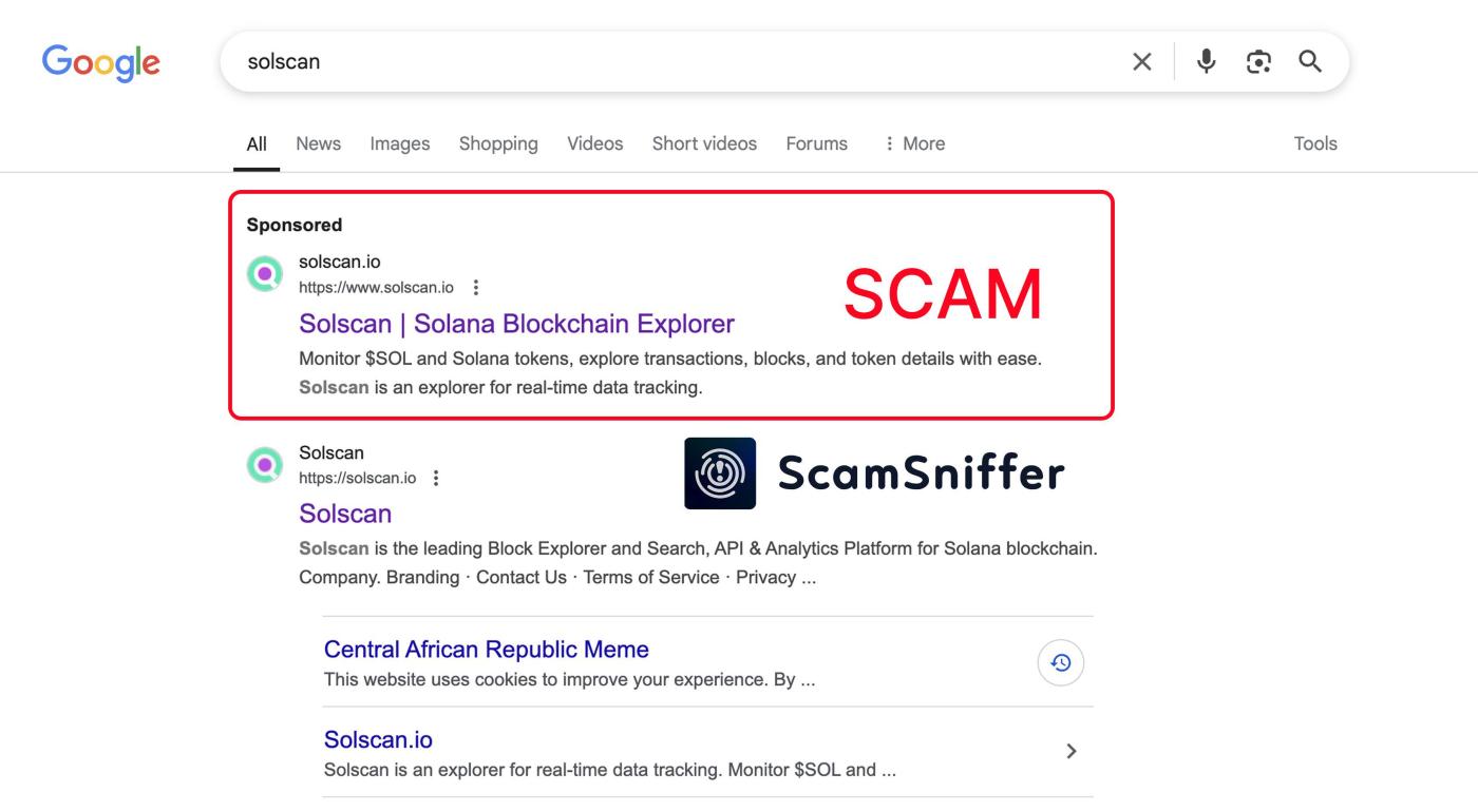 Scam Sniffer: Top Google Search Result
