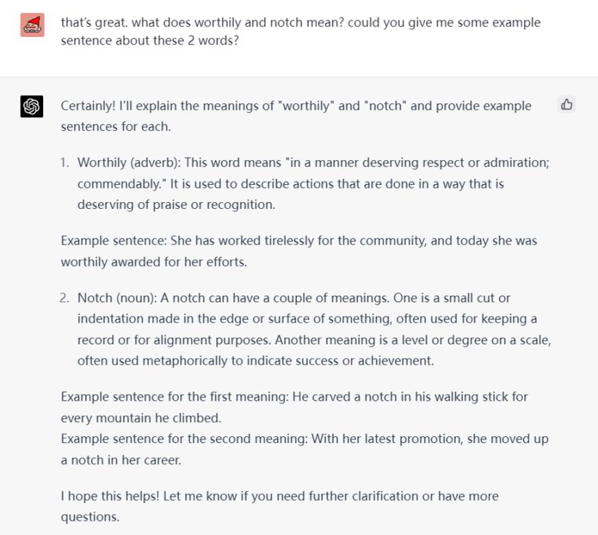 Explain the meaning of words and make sentences to aid understanding