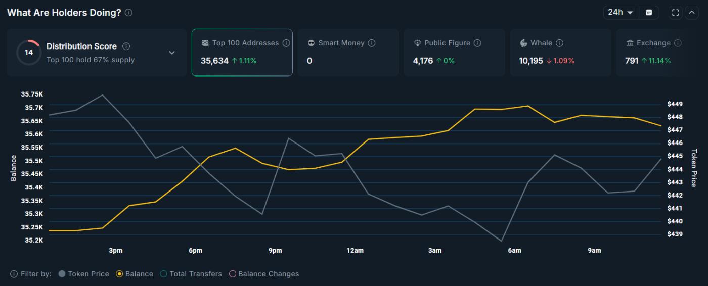 Zcash Top 100 Holder Balance.