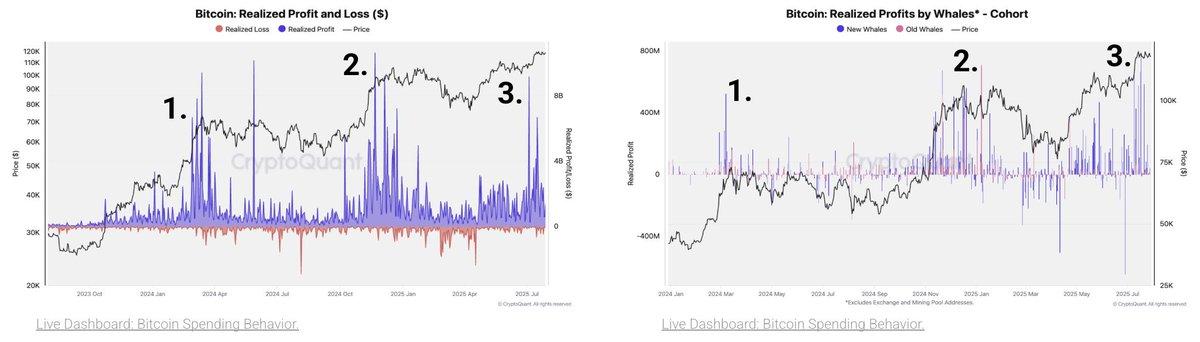 Bitcoin just saw its third major profit-taking wave of this bull run. Source: CryptoQuant