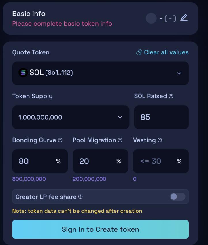 Additional token creation details