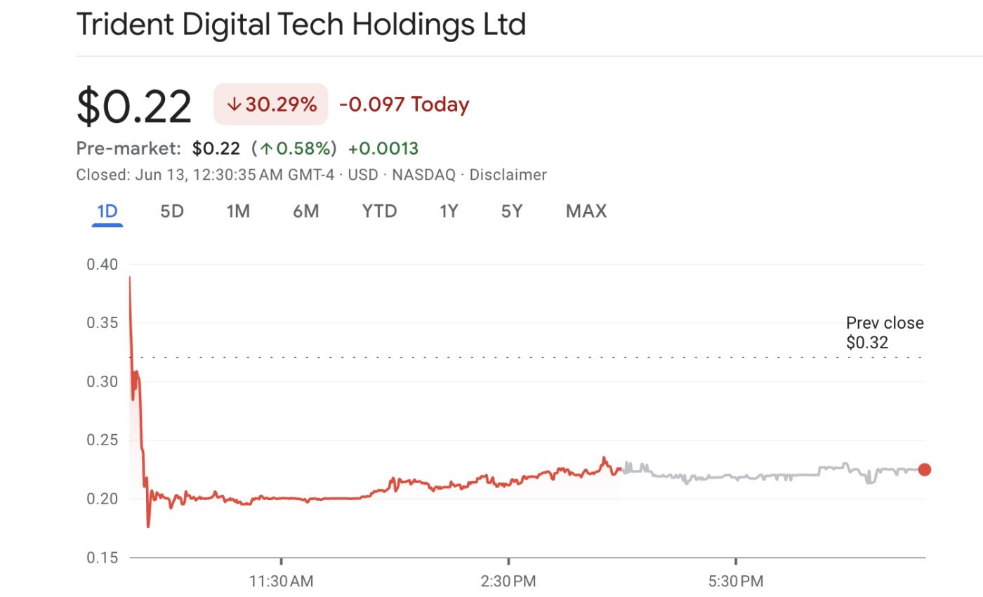 Trident (TDTH) Stock Performance
