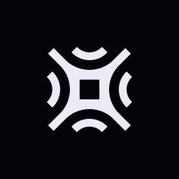 Cortext logo showing a geometric abstract icon with a central square and symmetrical curved lines extending outward, set against a dark background.