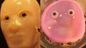 Smiling robot face made from live human skin cells