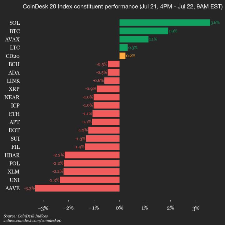 9am CoinDesk 20 Update for 2025-07-22: vertical 9am CoinDesk 20 Update for 2025-07-22: vertical chart
