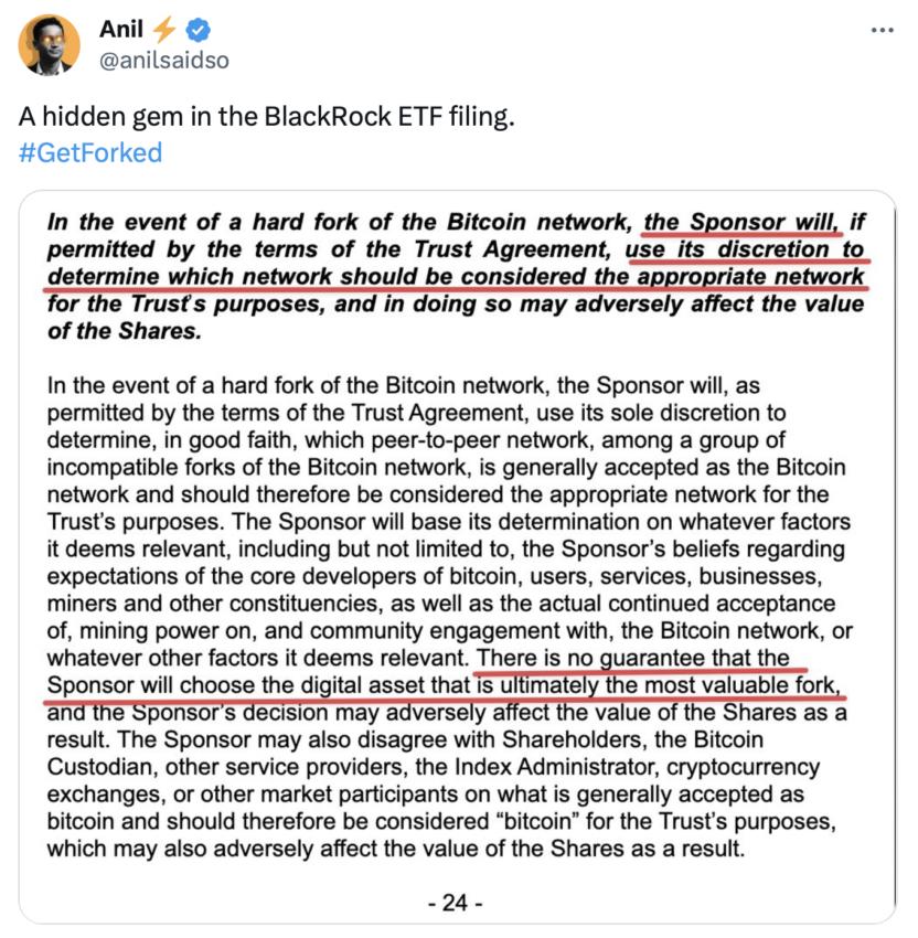 BlackRock ETF Can Choose Fork