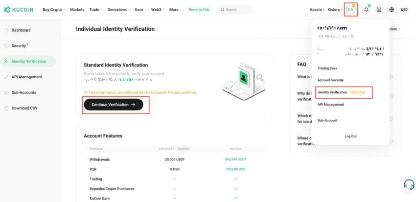ID verification KYC kucoin