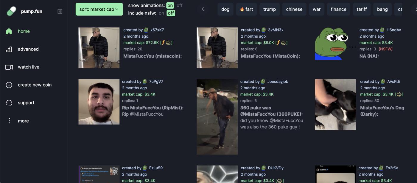 Tokens Depicting Livestream Suicide Pump.fun
