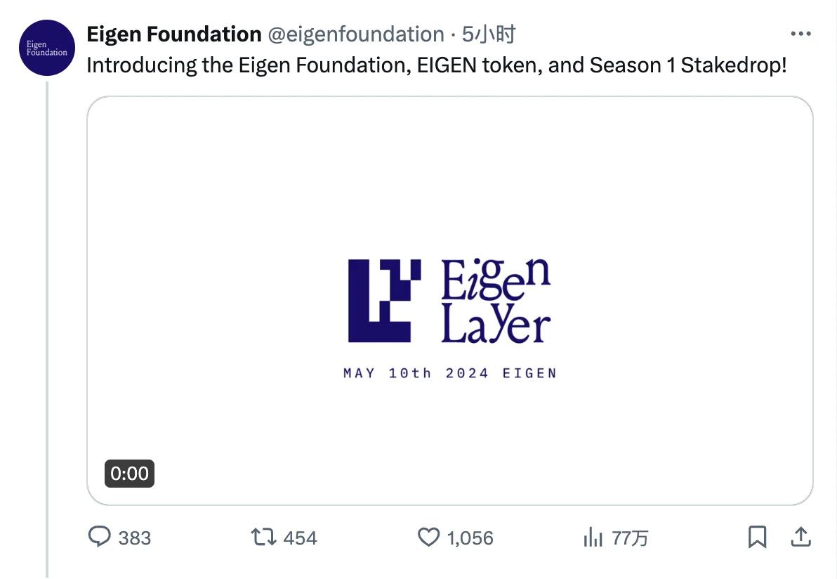 The big one is finally coming! This article summarizes the key information and valuation forecast of EigenLayer airdrop