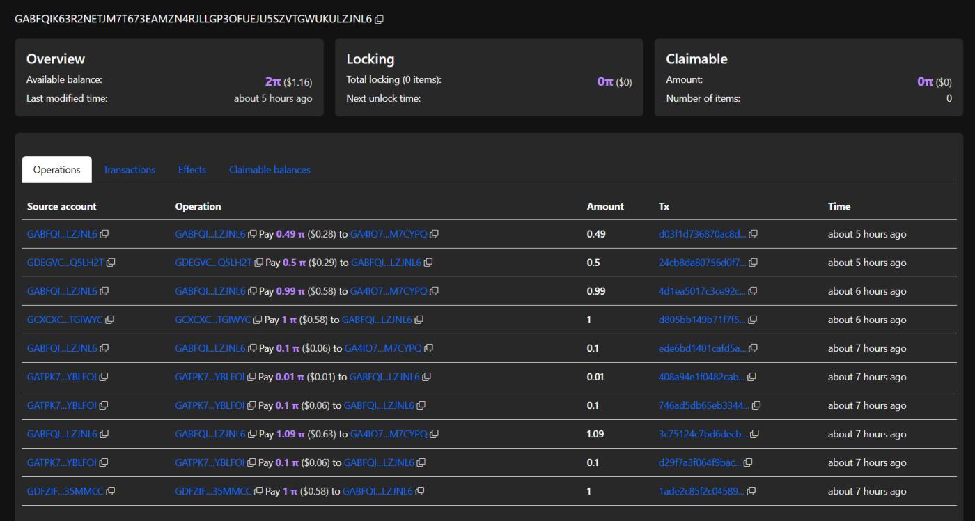 steller wallet pi transactions
